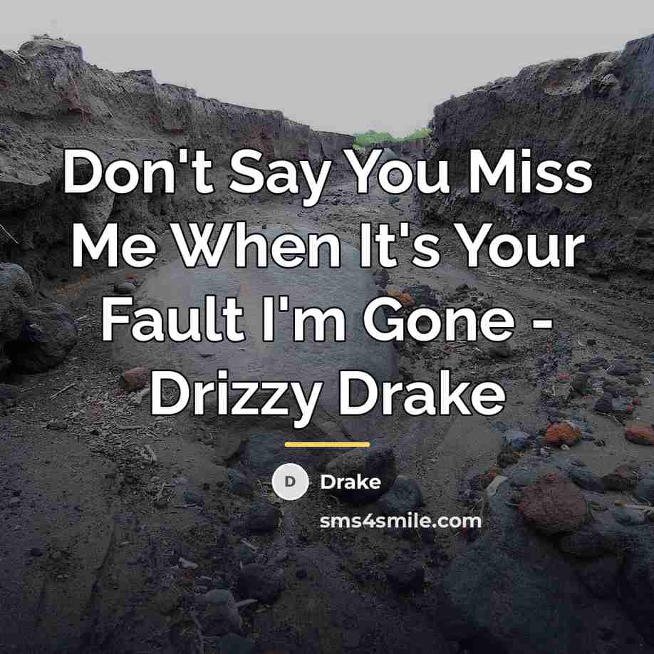 “Don't Say You Miss Me When It's Your Fault I'm…” quote by Drake