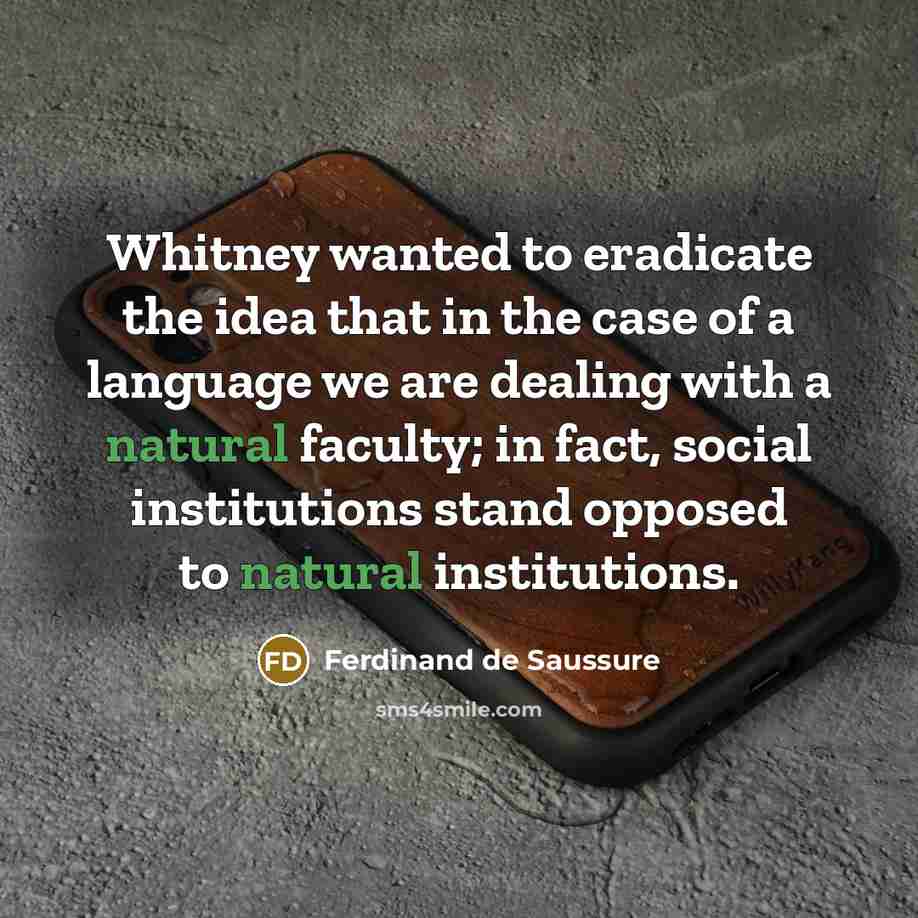 “Whitney wanted to eradicate the idea that in the case…” quote by Ferdinand de Saussure