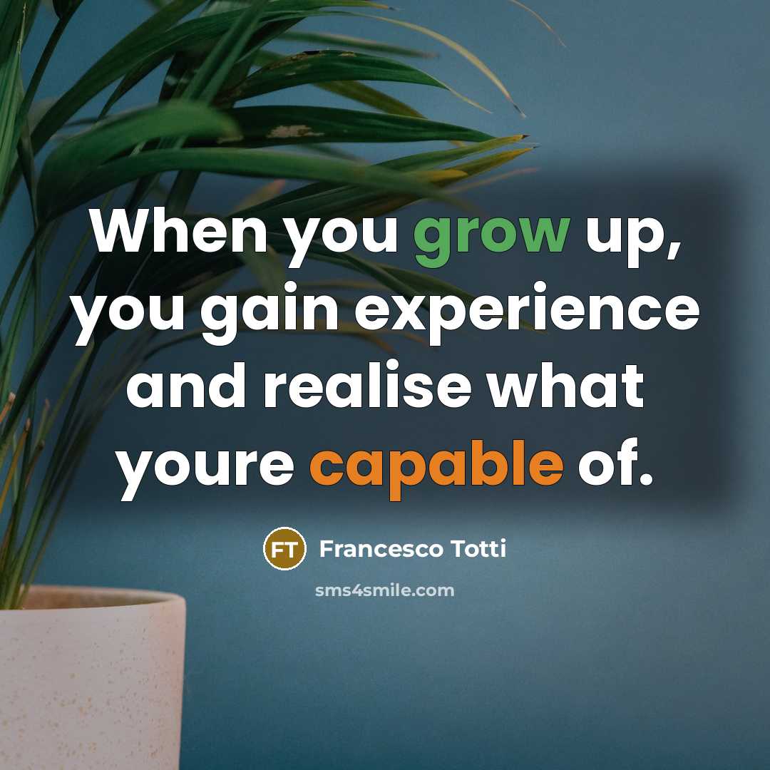 “When you grow up, you gain experience and realise what…” quote by Francesco Totti