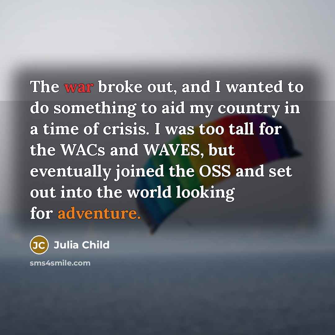 “The war broke out, and I wanted to do something…” quote by Julia Child