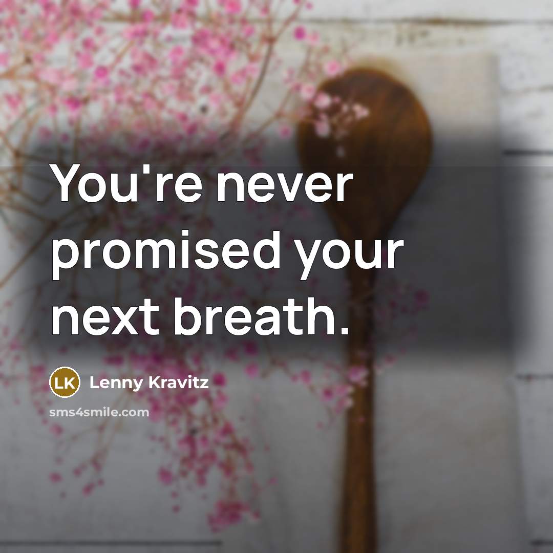 “You're never promised your next breath.…” quote by Lenny Kravitz