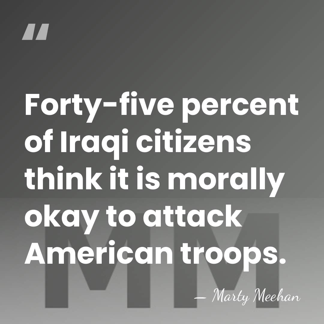 Forty-five percent of Iraqi citizens think it is morally okay to attack&hellip; - Marty Meehan