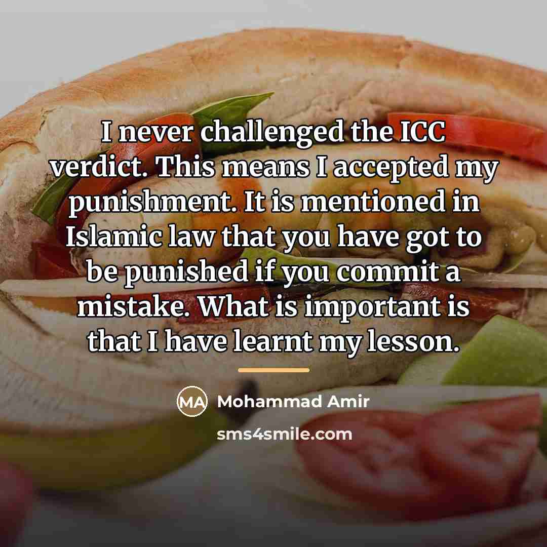 “I never challenged the ICC verdict. This means I accepted…” quote by Mohammad Amir