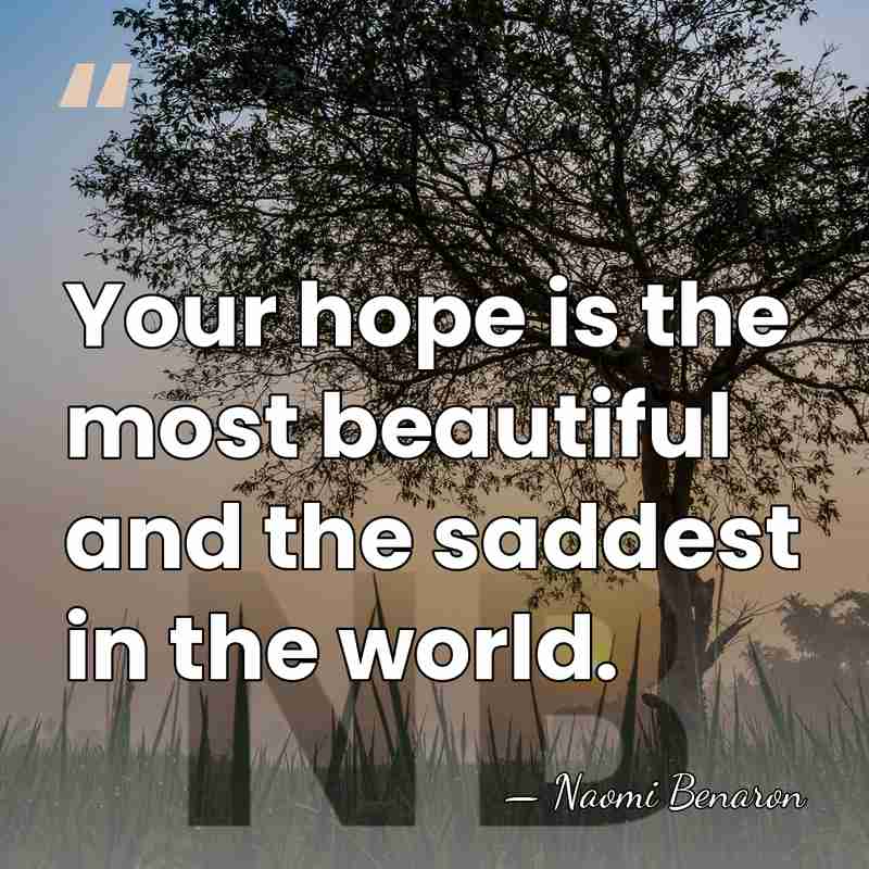 Your hope is the most beautiful and the saddest in the world. - Naomi Benaron