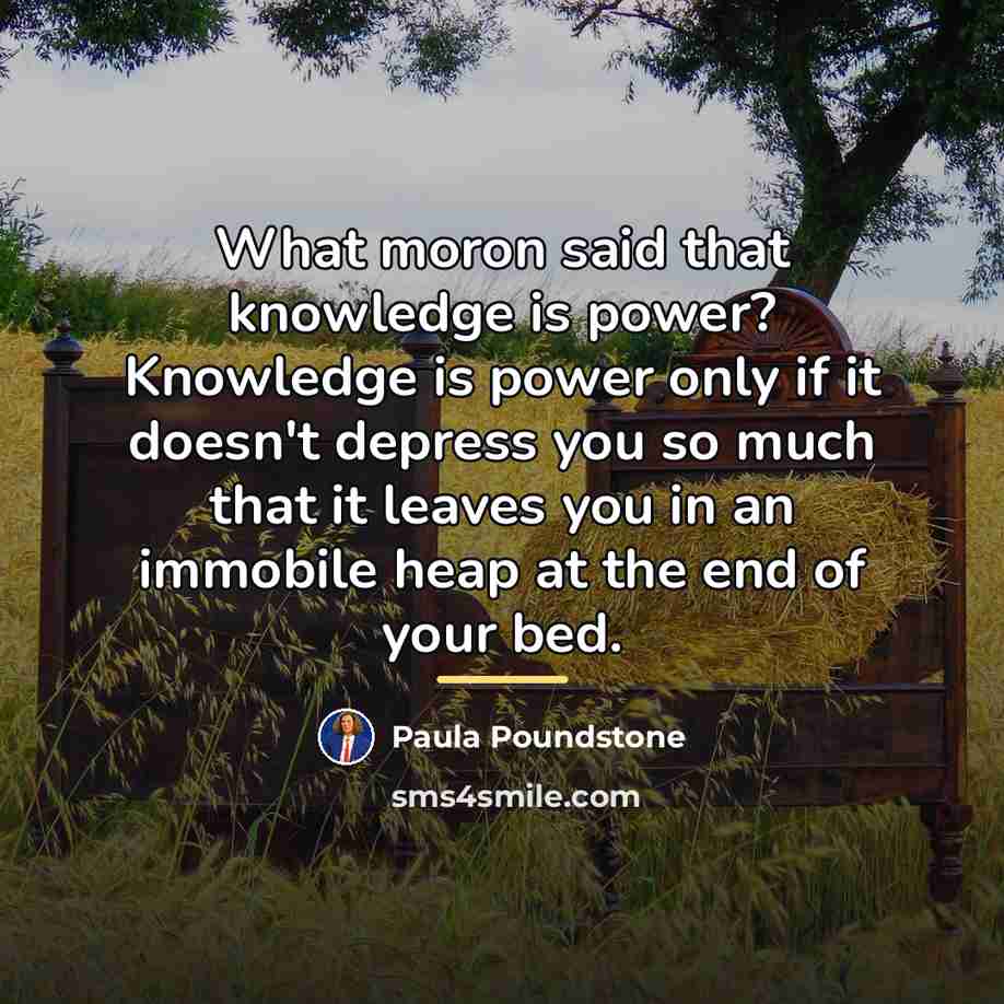 “What moron said that knowledge is power? Knowledge is power…” quote by Paula Poundstone