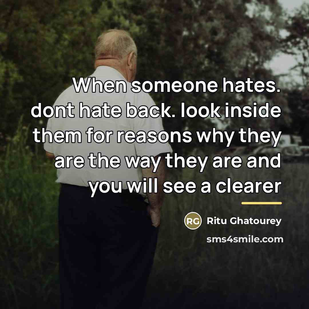 “When someone hates. dont hate back. look inside them for…” quote by Ritu Ghatourey
