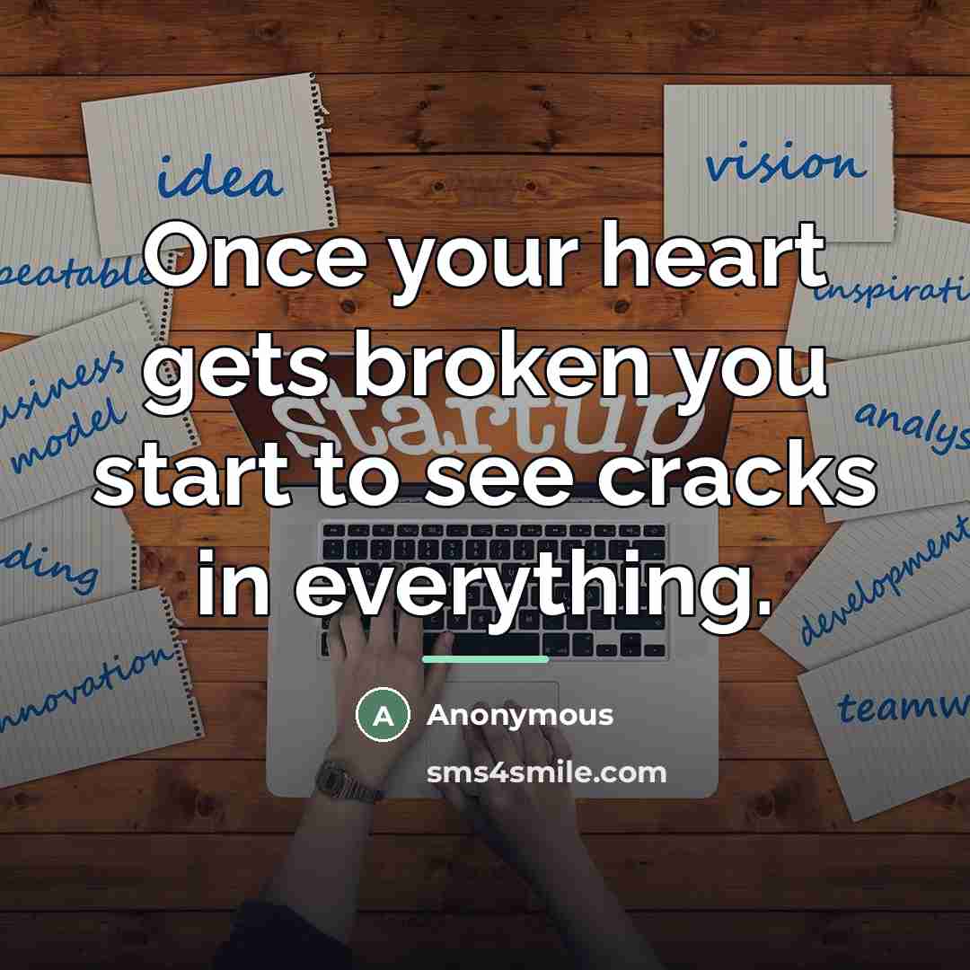 “Once your heart gets broken you start to see cracks…” quote by Anonymous