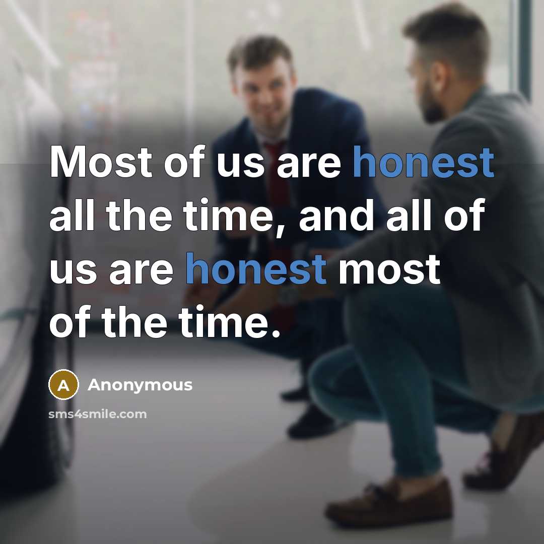 “Most of us are honest all the time, and all…” quote by Anonymous