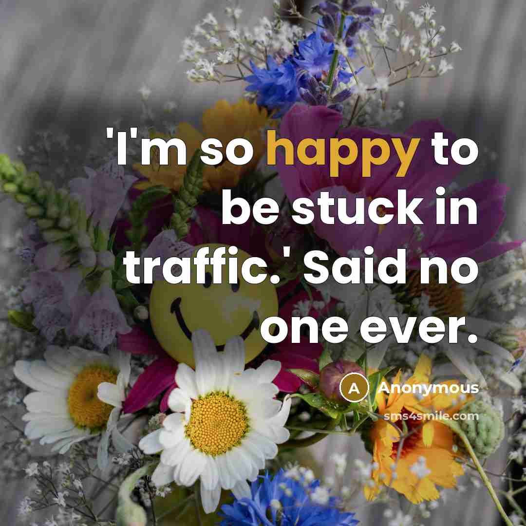 “'I'm so happy to be stuck in traffic.' Said no…” quote by Anonymous