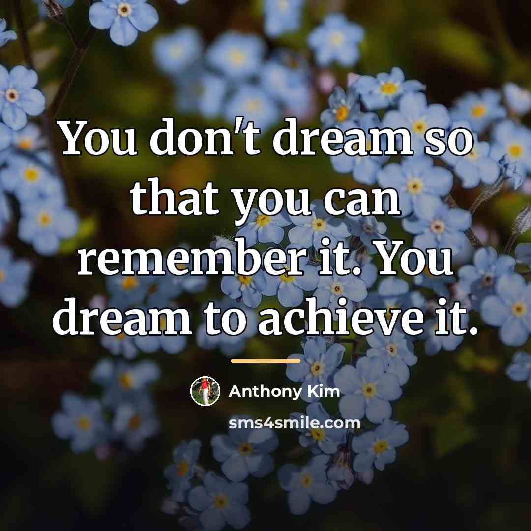 “You don't dream so that you can remember it. You…” quote by Anthony Kim