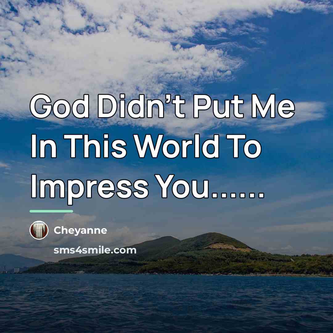 “God Didn't Put Me In This World To Impress You......…” quote by Cheyanne