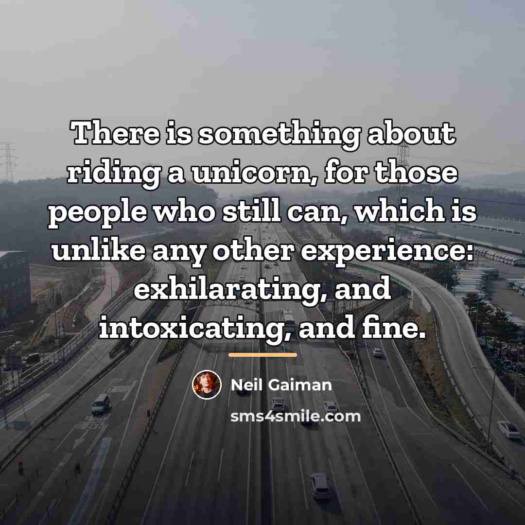 “There is something about riding a unicorn, for those people…” quote by Neil Gaiman