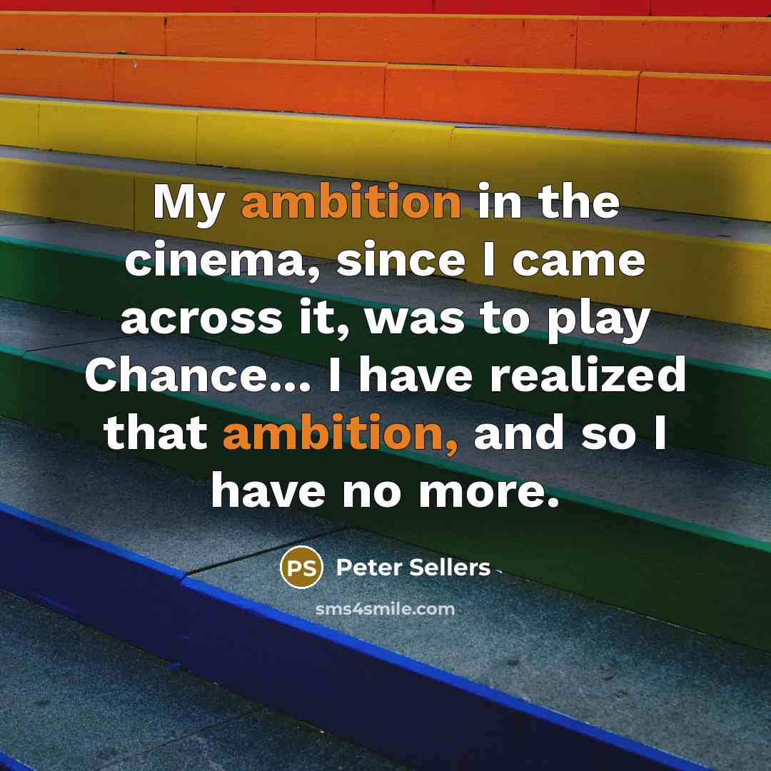 “My ambition in the cinema, since I came across it,…” quote by Peter Sellers
