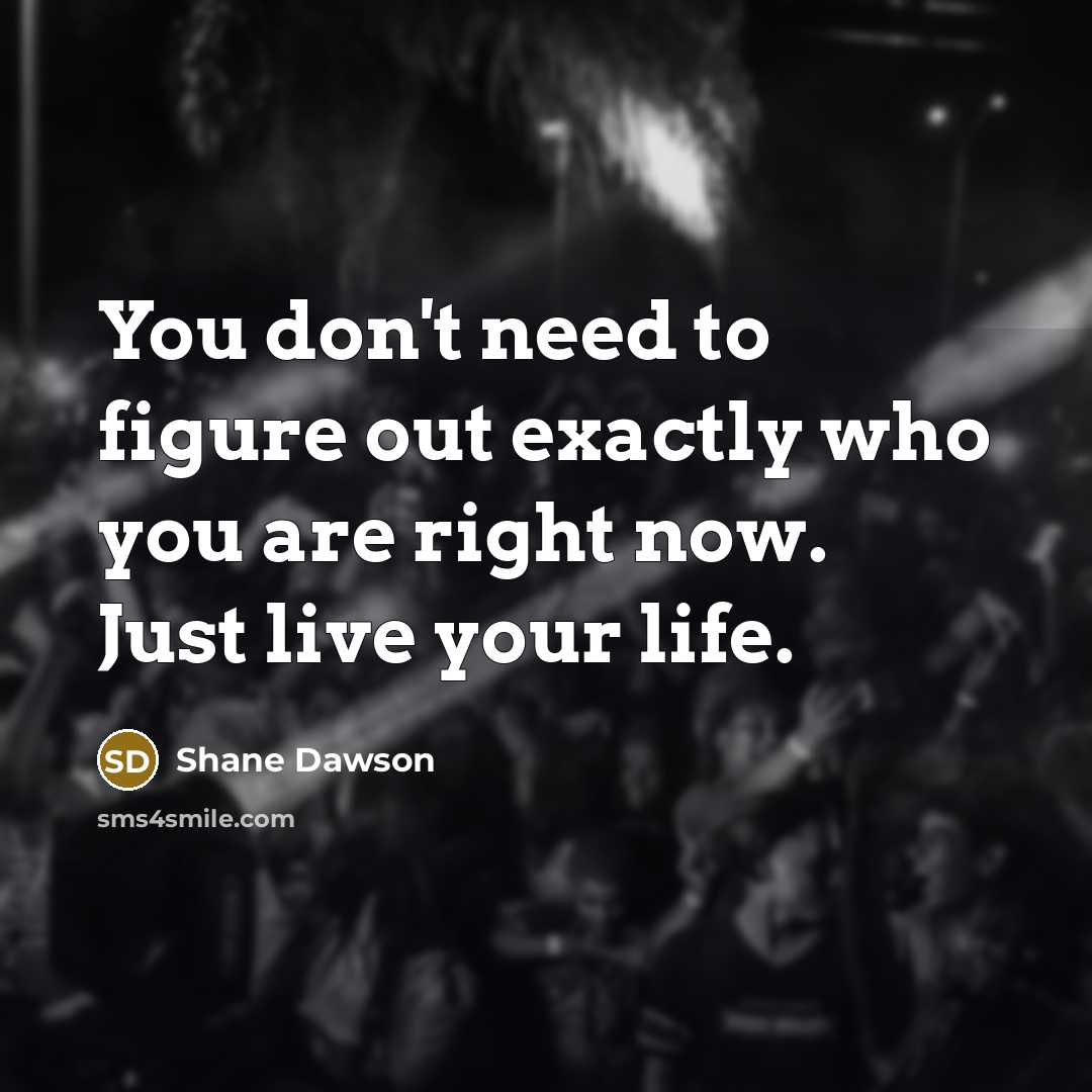 “You don't need to figure out exactly who you are right now. Just live your life.” quote by Shane Dawson