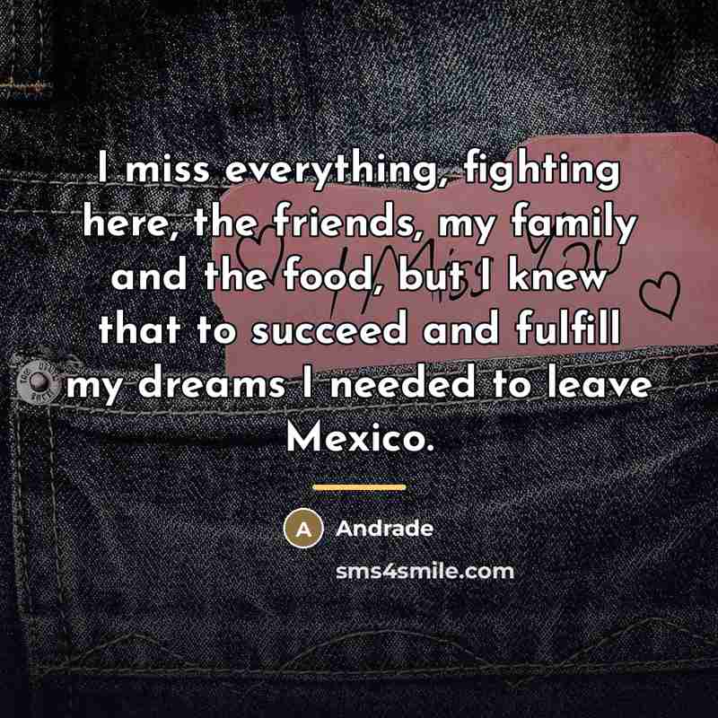 “I miss everything, fighting here, the friends, my family and…” quote by Andrade