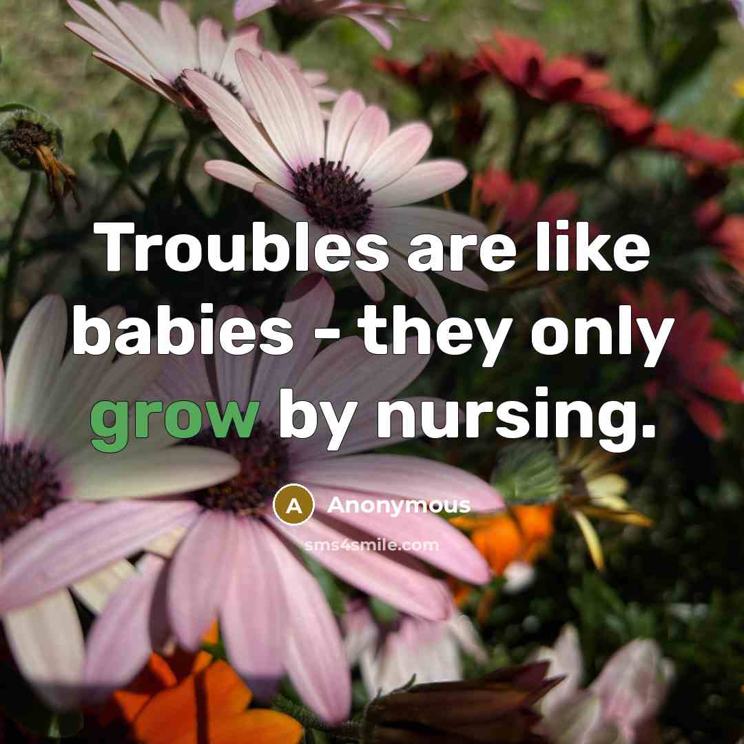 “Troubles are like babies - they only grow by nursing.…” quote by Anonymous