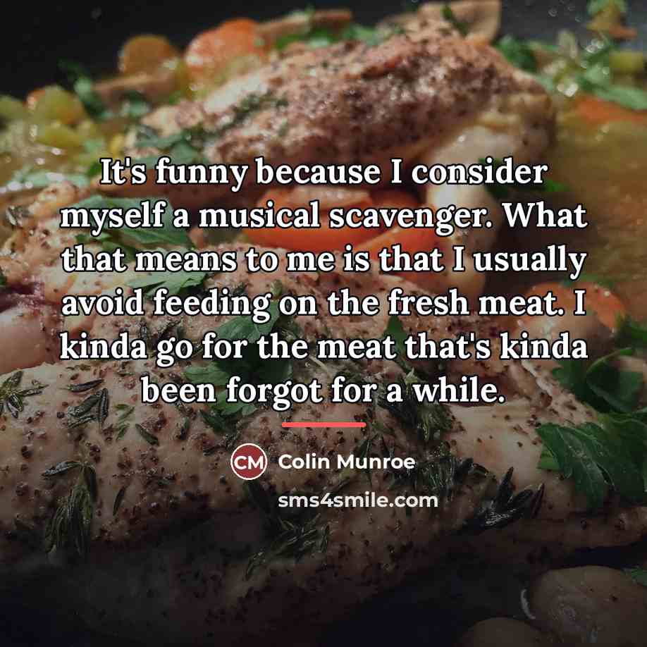 “It's funny because I consider myself a musical scavenger. What…” quote by Colin Munroe