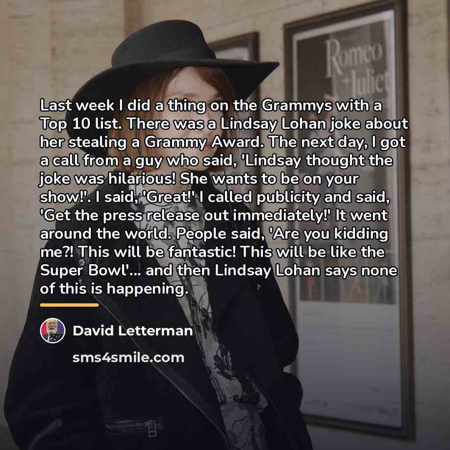 “Last week I did a thing on the Grammys with…” quote by David Letterman