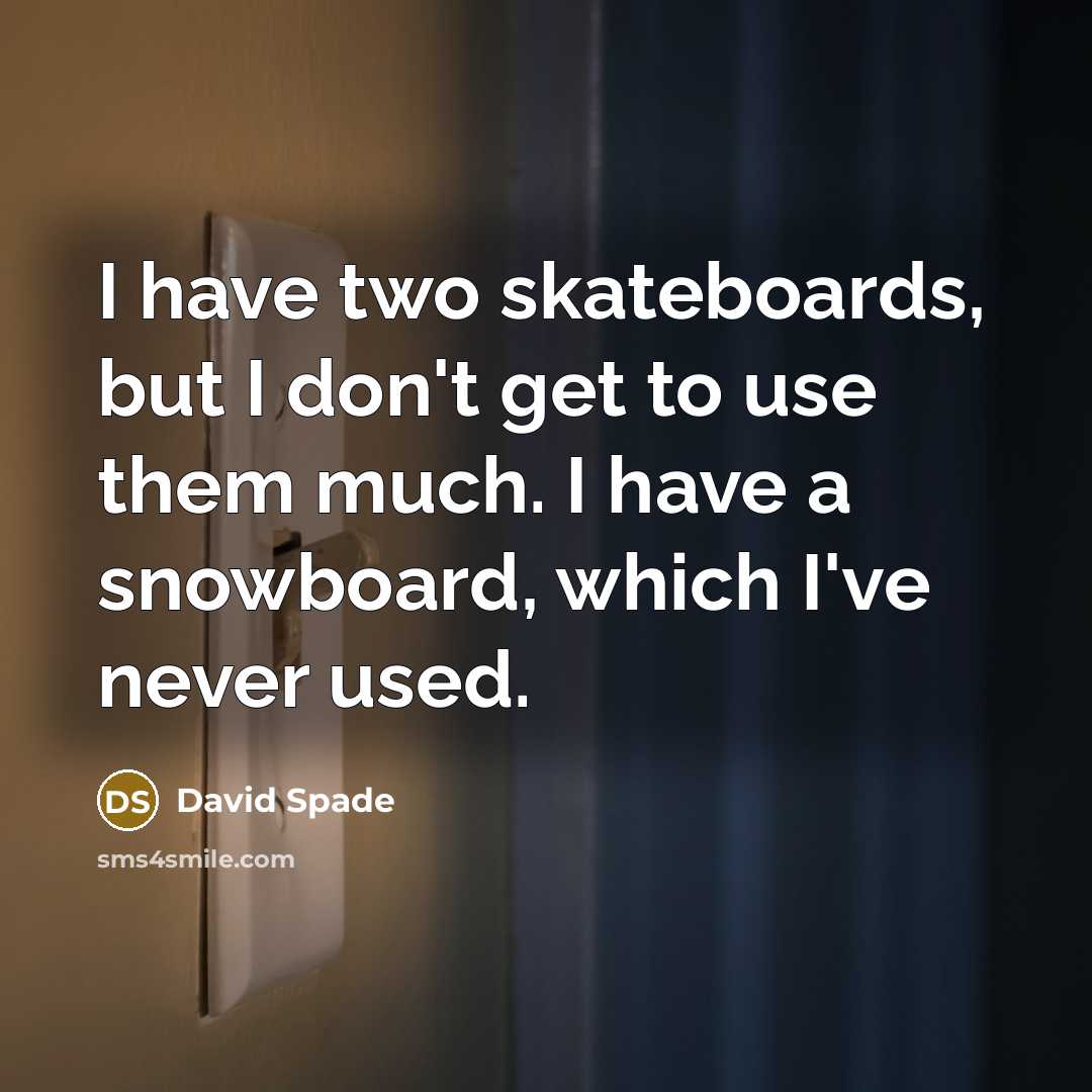 “I have two skateboards, but I don't get to use…” quote by David Spade