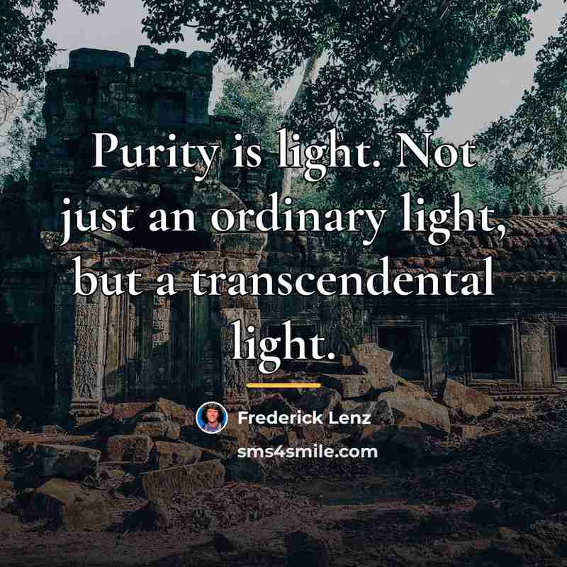 “Purity is light. Not just an ordinary light, but a…” quote by Frederick Lenz