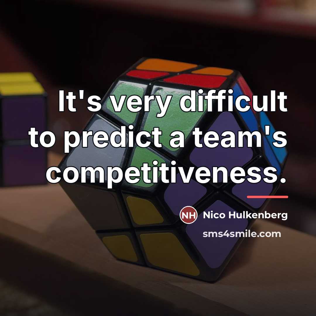 “It's very difficult to predict a team's competitiveness.…” quote by Nico Hulkenberg