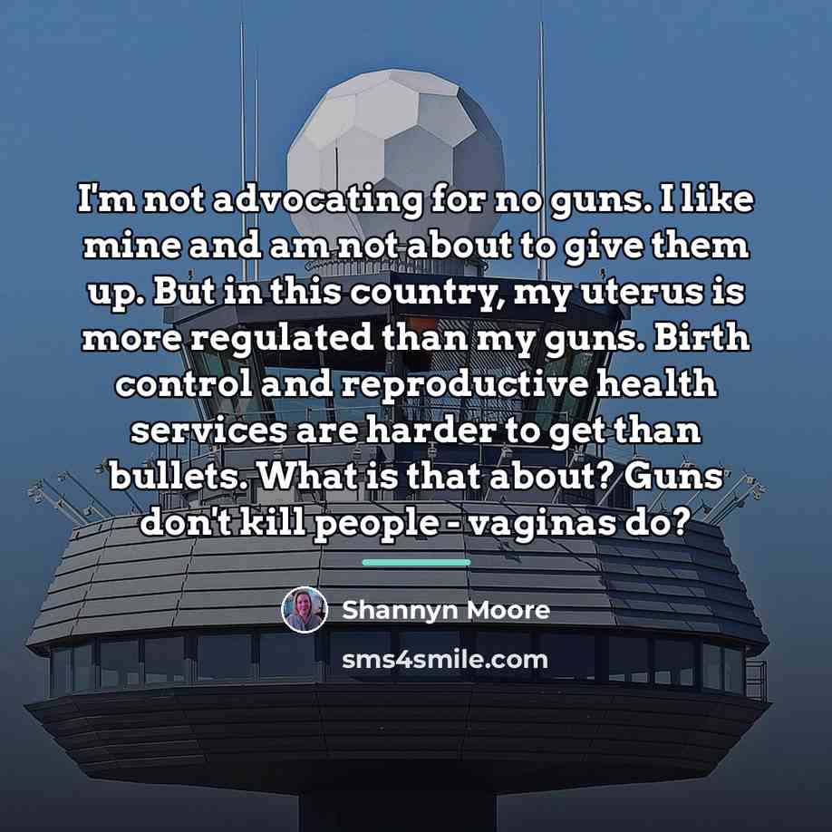 “I'm not advocating for no guns. I like mine and…” quote by Shannyn Moore