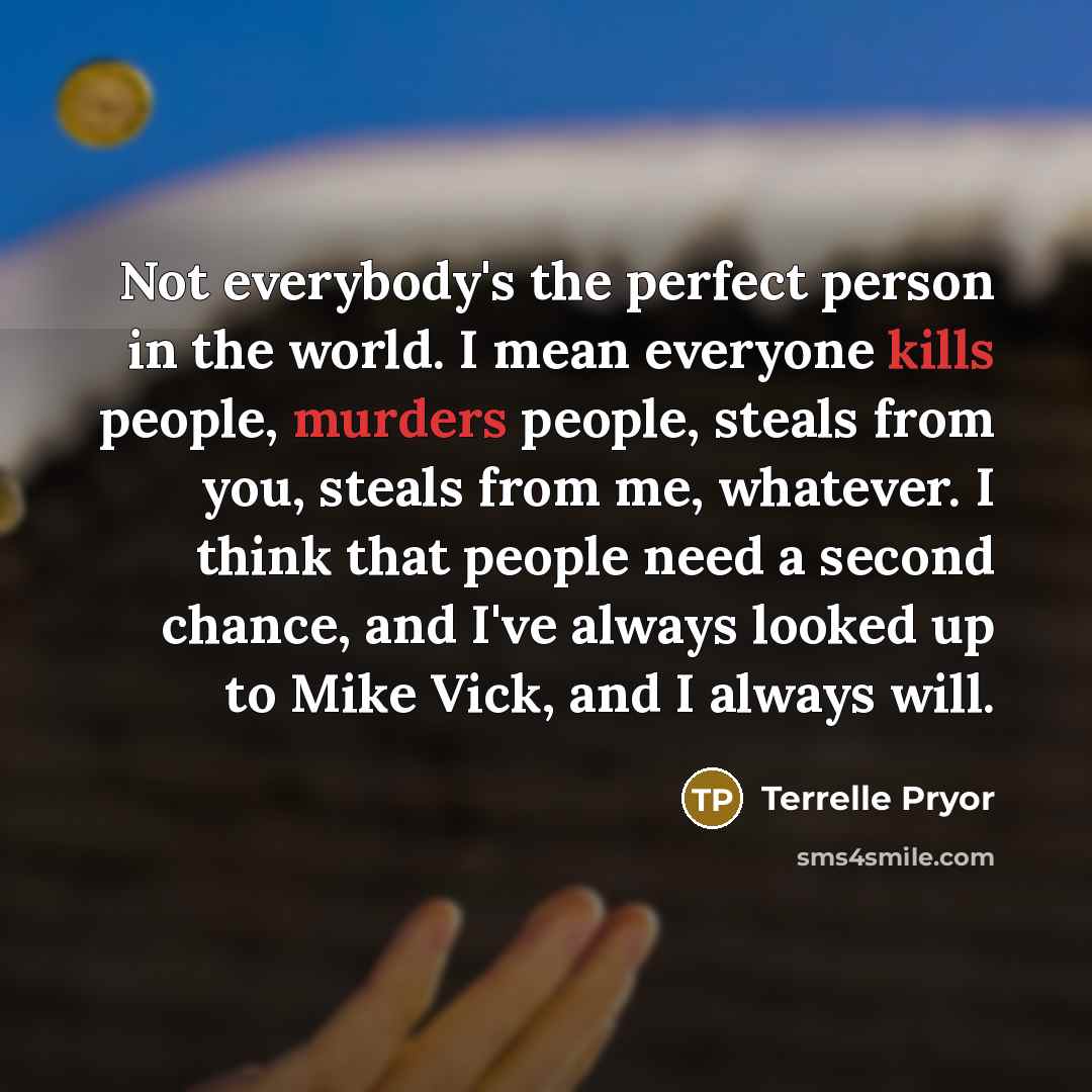 “Not everybody's the perfect person in the world. I mean…” quote by Terrelle Pryor