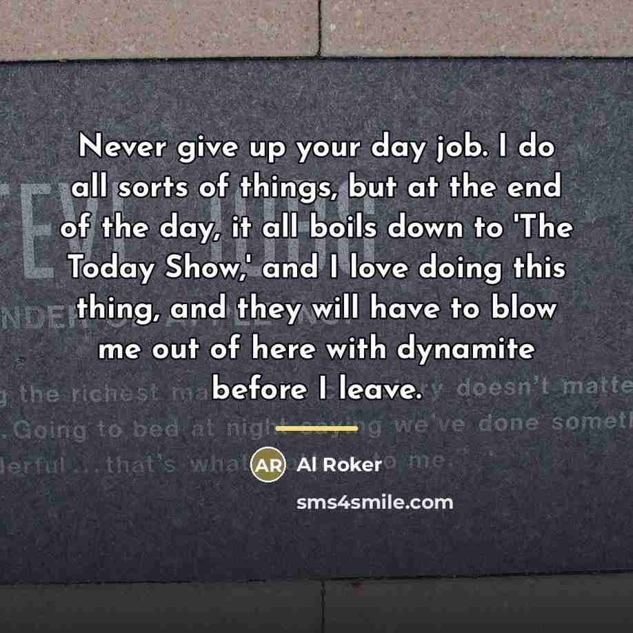 “Never give up your day job. I do all sorts…” quote by Al Roker