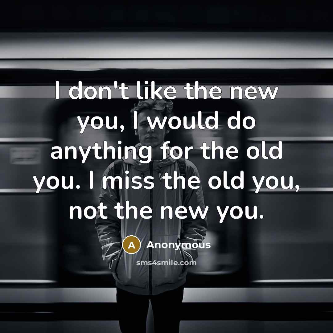 “I don't like the new you, I would do anything…” quote by Anonymous
