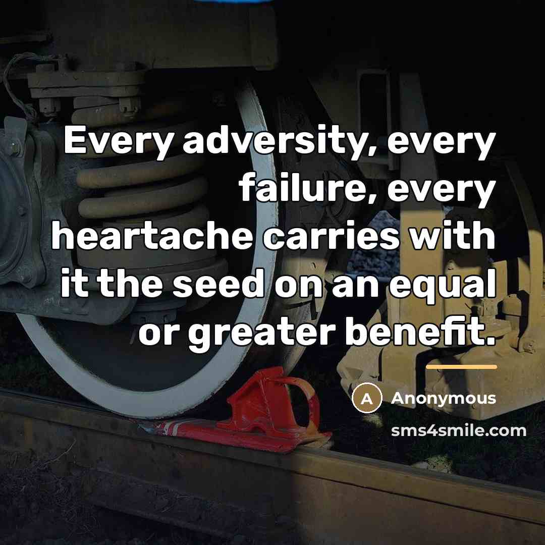 “Every adversity, every failure, every heartache carries with it the…” quote by Anonymous