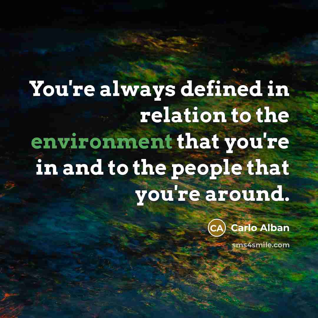 “You're always defined in relation to the environment that you're…” quote by Carlo Alban