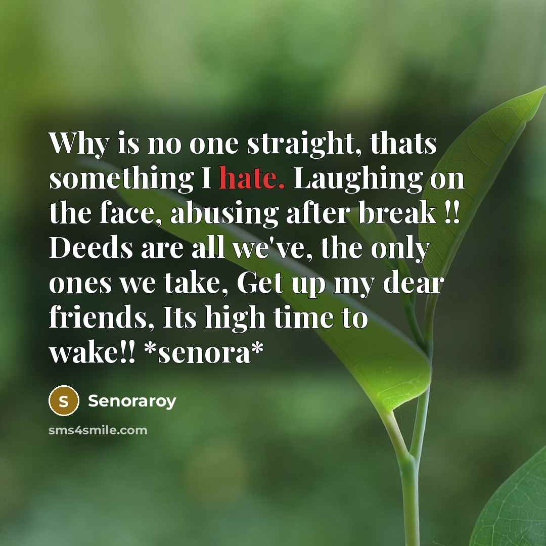 “Why is no one straight, thats something I hate. Laughing…” quote by Senoraroy