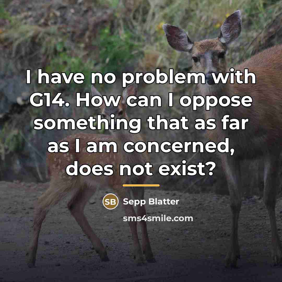 “I have no problem with G14. How can I oppose…” quote by Sepp Blatter