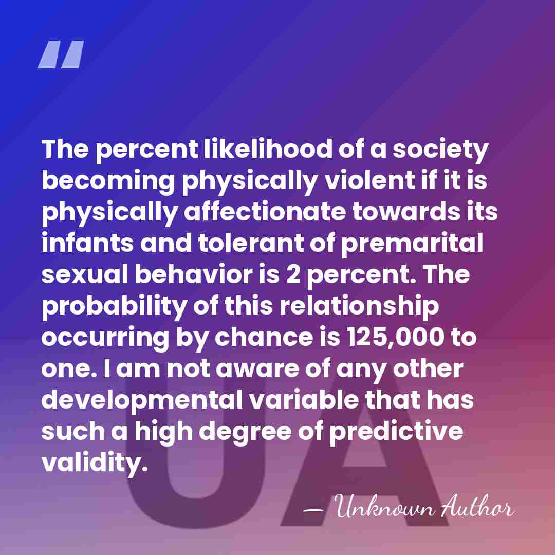 The percent likelihood of a society becoming physically violent if it is&hellip; - James W. Prescott