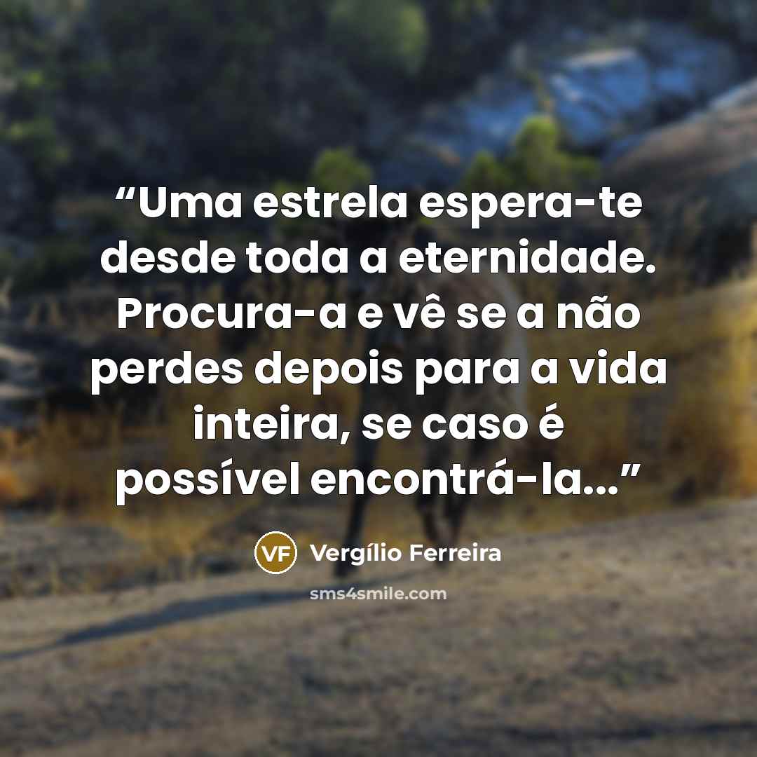 “Uma estrela espera-te desde toda a eternidade. Procura-a e vê se a não perdes depois para a vida inteira, se caso é possível encontrá-la...” quote by Vergílio Ferreira