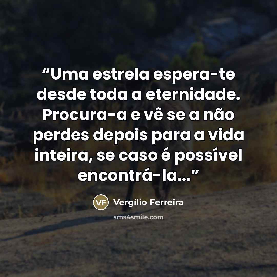 “Uma estrela espera-te desde toda a eternidade. Procura-a e vê se a não perdes depois para a vida inteira, se caso é possível encontrá-la...” quote by Vergílio Ferreira