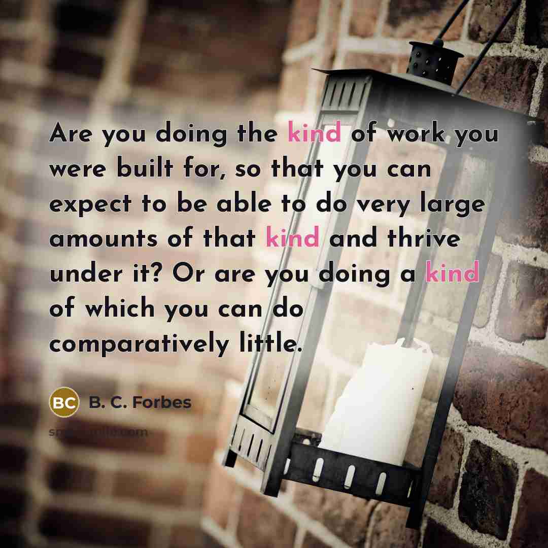 “Are you doing the kind of work you were built…” quote by B. C. Forbes