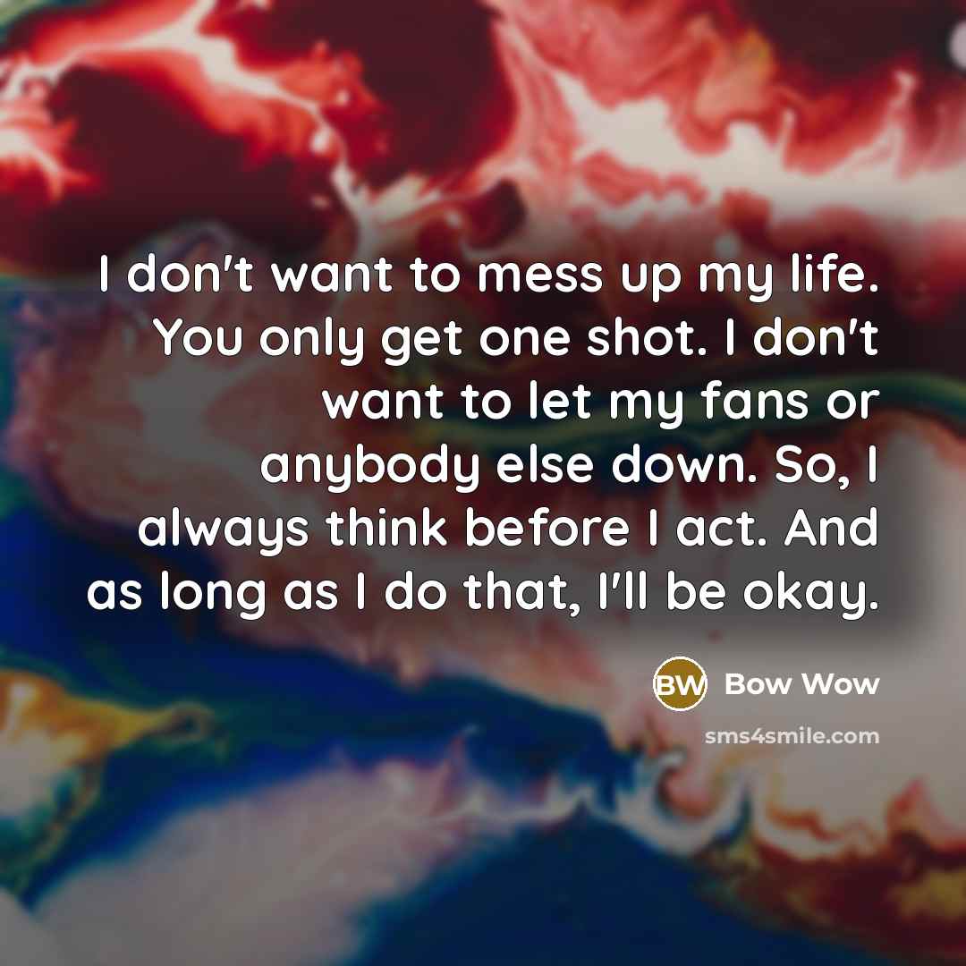 “I don't want to mess up my life. You only…” quote by Bow Wow
