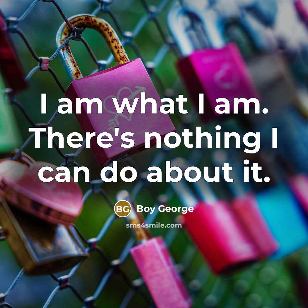 “I am what I am. There's nothing I can do…” quote by Boy George
