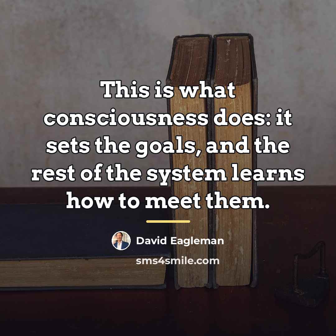 “This is what consciousness does: it sets the goals, and…” quote by David Eagleman