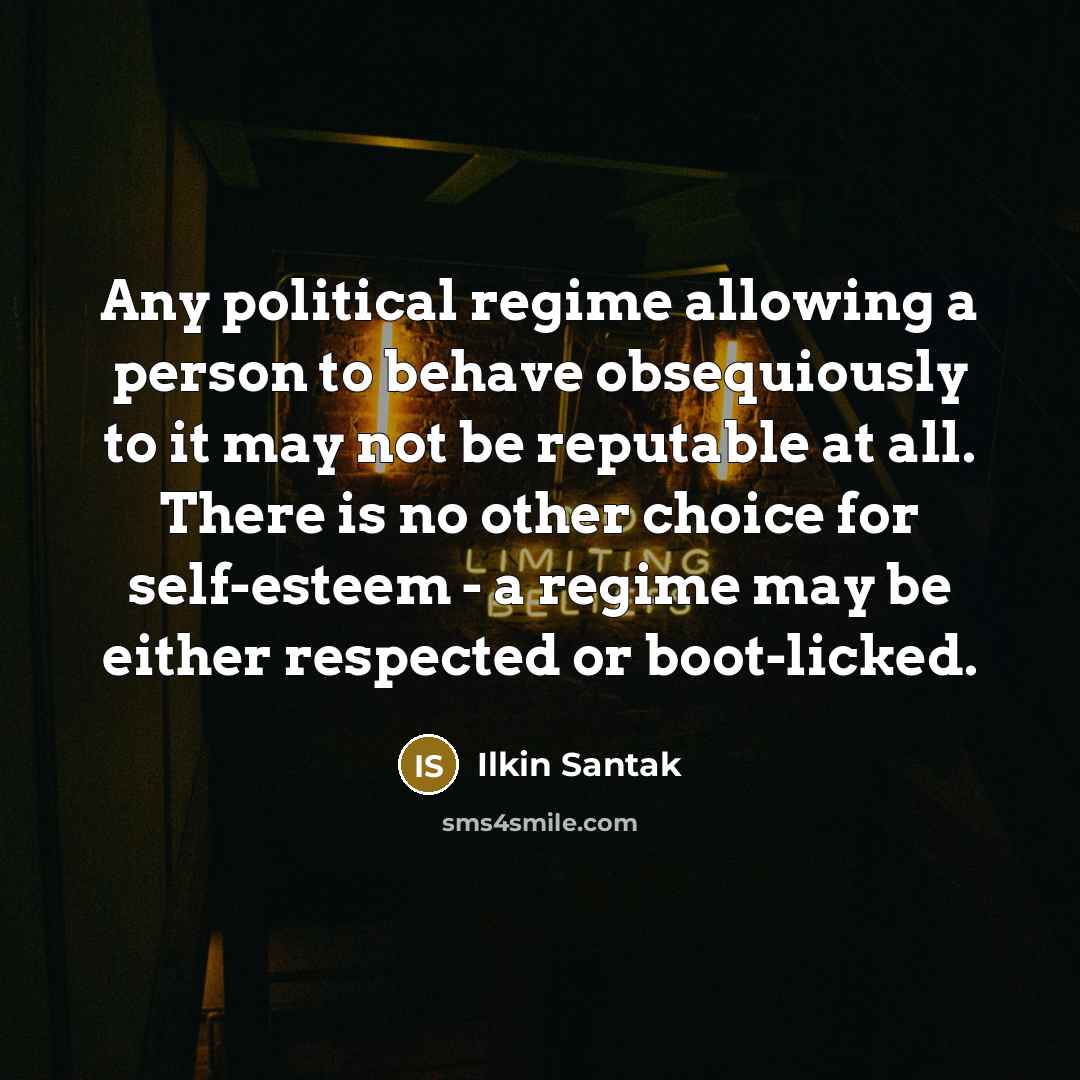 “Any political regime allowing a person to behave obsequiously to…” quote by Ilkin Santak