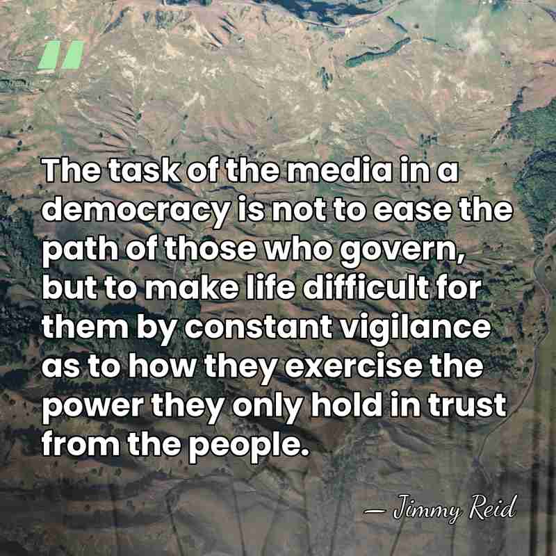 The task of the media in a democracy is not to ease&hellip; - Jimmy Reid
