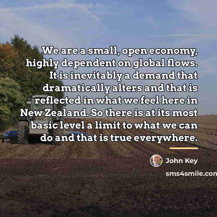 “We are a small, open economy, highly dependent on global…” quote by John Key