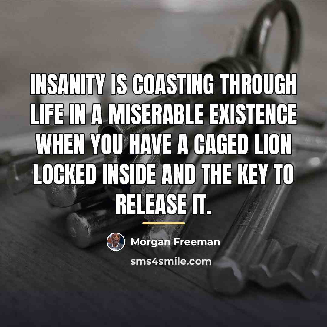 “Insanity is coasting through life in a miserable existence when…” quote by Morgan Freeman