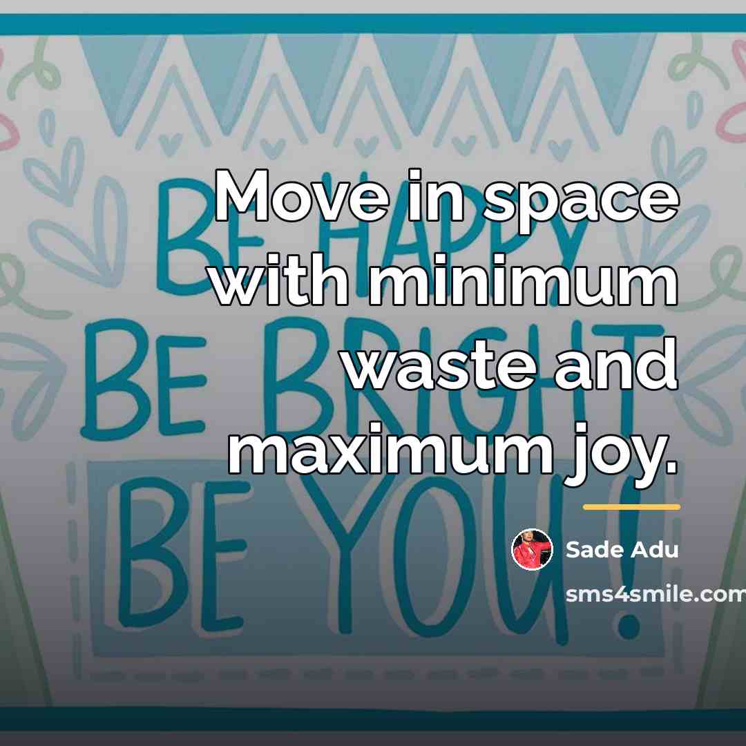 “Move in space with minimum waste and maximum joy.…” quote by Sade Adu
