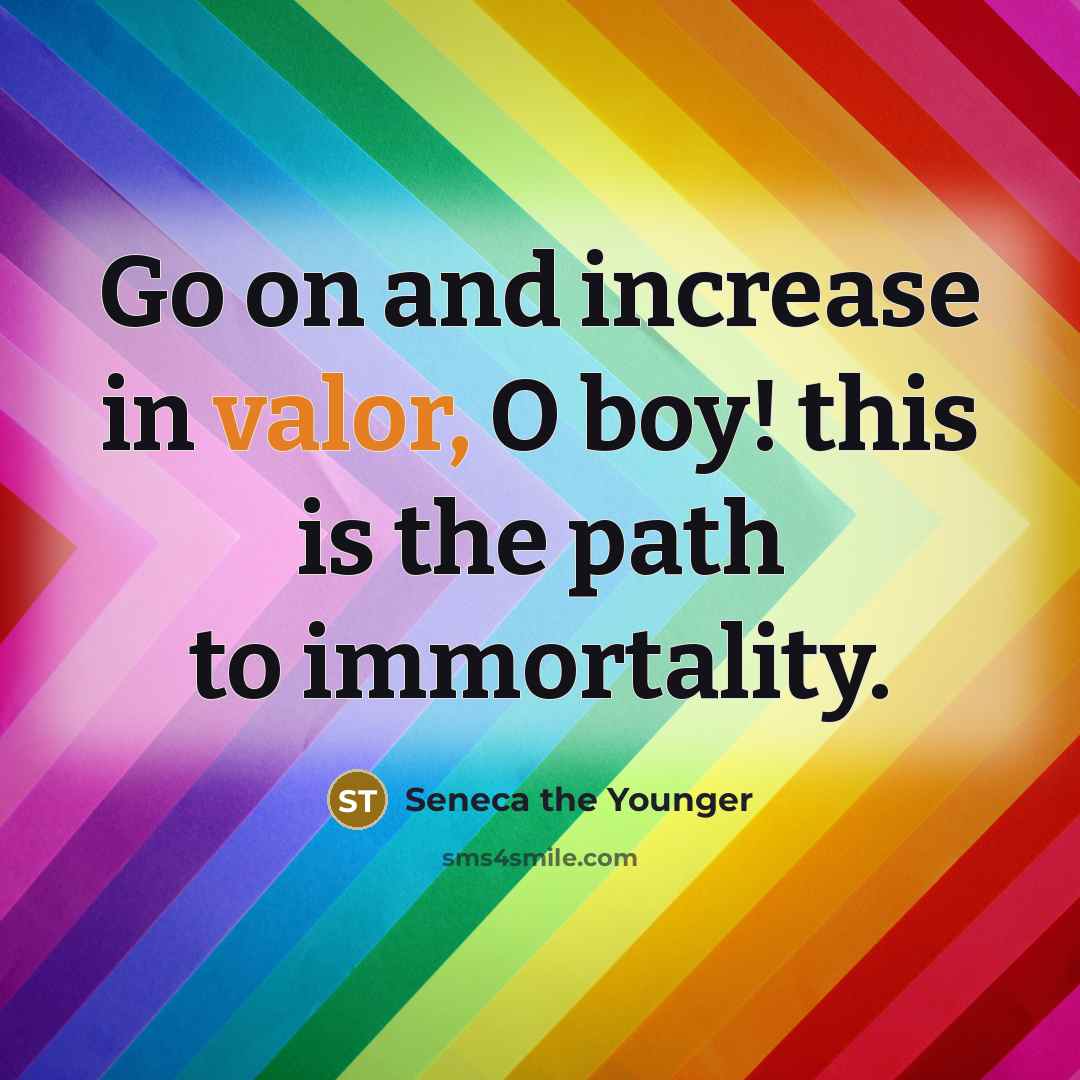“Go on and increase in valor, O boy! this is…” quote by Seneca the Younger