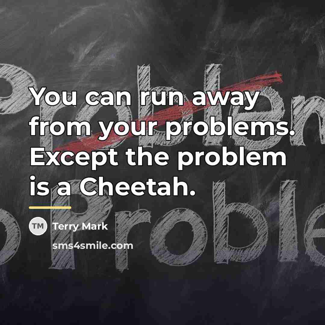 “You can run away from your problems. Except the problem…” quote by Terry Mark