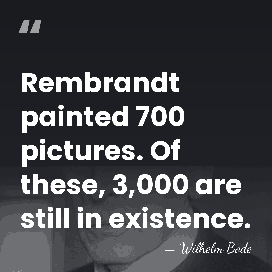 Rembrandt painted 700 pictures. Of these, 3,000 are still in existence. - Wilhelm Bode