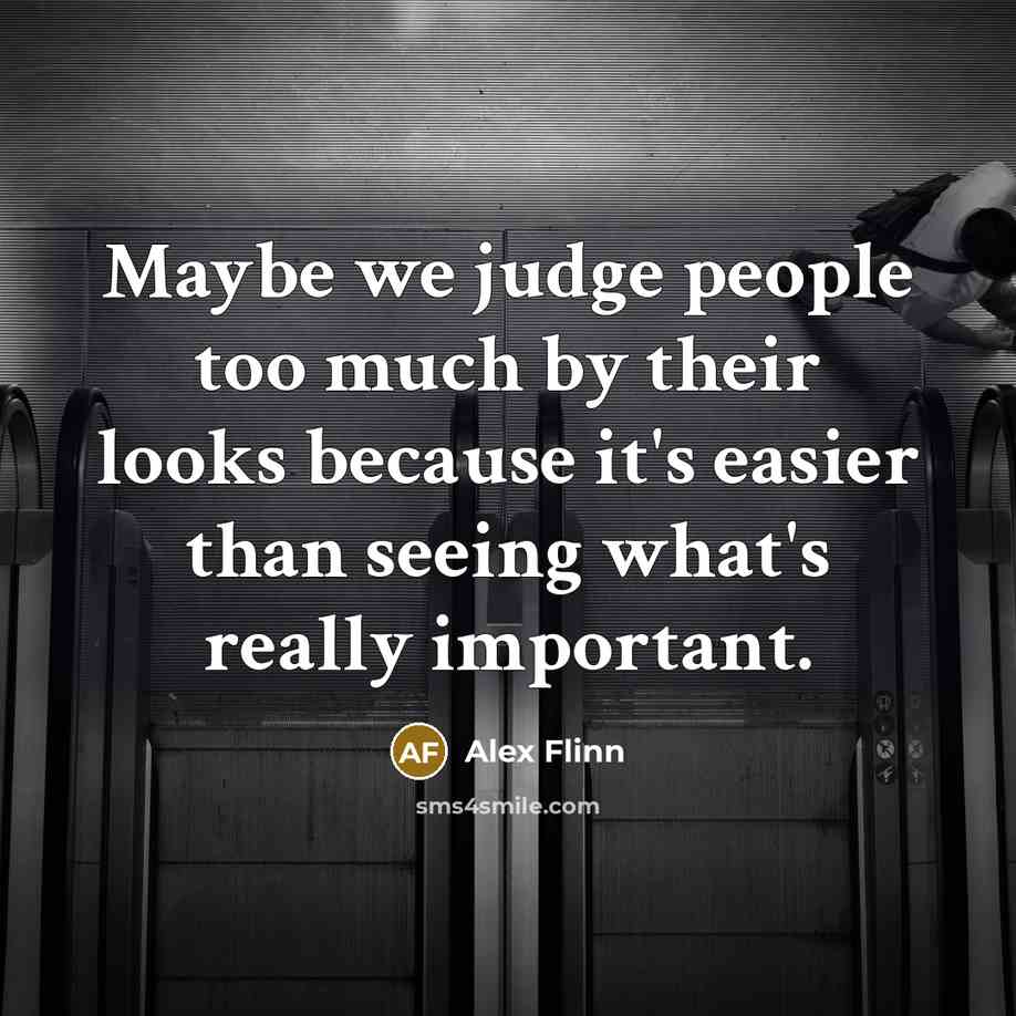 “Maybe we judge people too much by their looks because…” quote by Alex Flinn