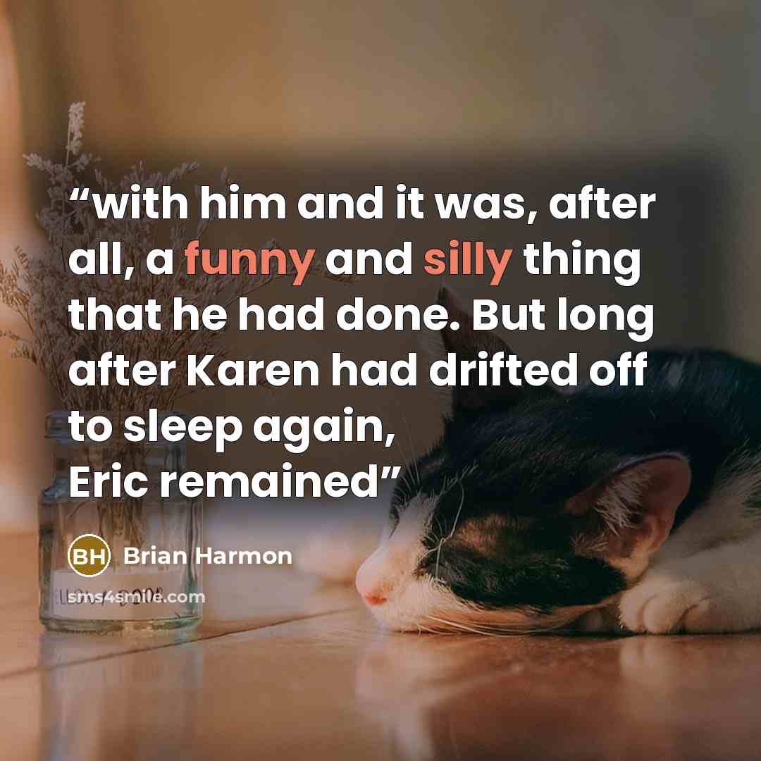 “with him and it was, after all, a funny and silly thing that he had done. But long after Karen had drifted off to sleep again, Eric remained” quote by Brian Harmon